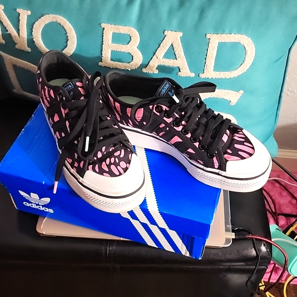 Pink and Black Adidas